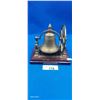Image 1 : Antique brass bell mounted on wood 7"x7"