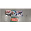 Image 1 : Lot of 3 reproduction tin signs & Coca Cola book