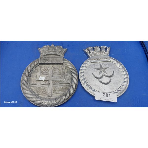 2 WWII era maritimes forces Pacific ship's plaques