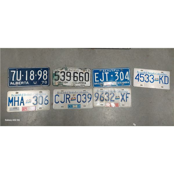 Lot of 7 Canadian license plates