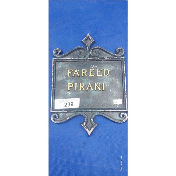 Antique chrome Hotel sign 11"x7.5"