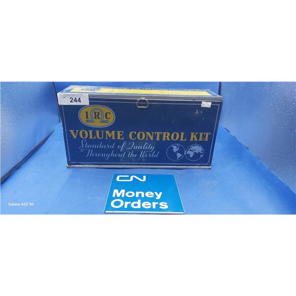 Vintage volume control kit metal box 14.5"x7"x4" w/plastic money orders plaque