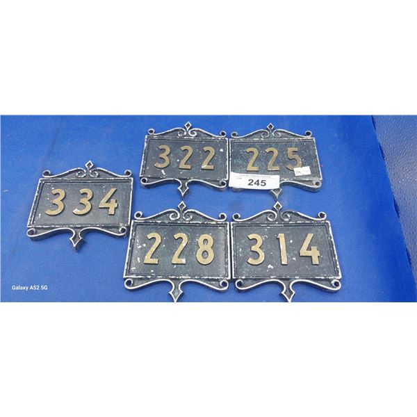 5 brass hotel room number plaques