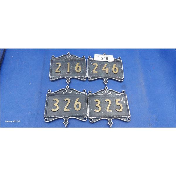 4 brass hotel room number plaques