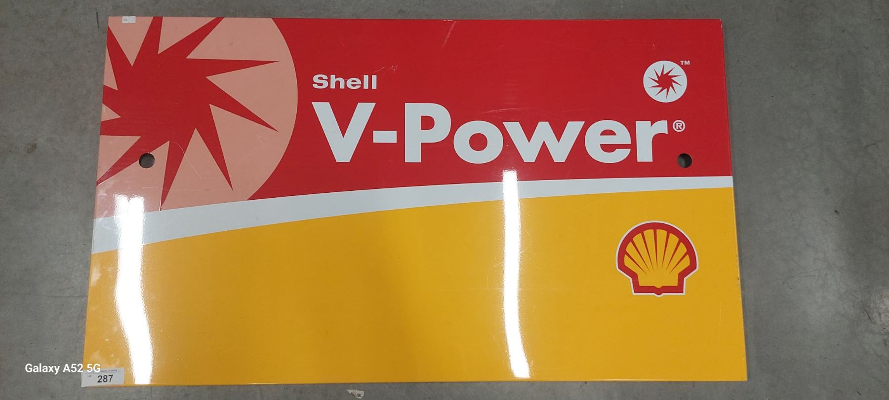 Vintage metal Shell V-Power sign, 41