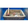 Image 1 : Wooden Coke crate inc misc tins and Shell spray gun