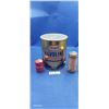 Image 1 : One US gallon Texaco tin, vintage Esso safety flare & 4 Esso car cups