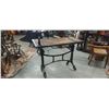 Image 5 : Stunning restored antique tilt adjustable cast iron table with custom steampunk top, 50" x 23" x 37"