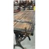 Image 9 : Stunning restored antique tilt adjustable cast iron table with custom steampunk top, 50" x 23" x 37"
