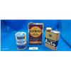 Image 1 : 3 vintage oil tins, one full