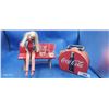 Image 1 : Vintage Coca-Cola lunchbox and Barbie on bench