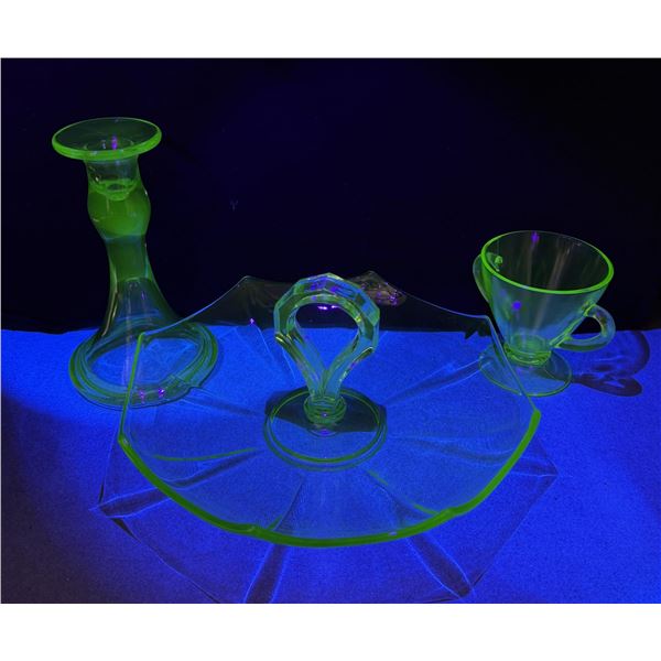 Group Of Uranium Green Depression Glass
