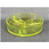 Image 2 : Depression Vaseline Uranium Glass Divided Dish