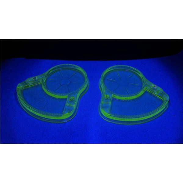 Uranium Green Depression Glass Ashtrays