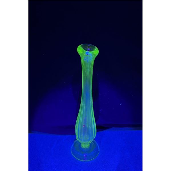 Depression Uranium Glass Swung Bud Vase