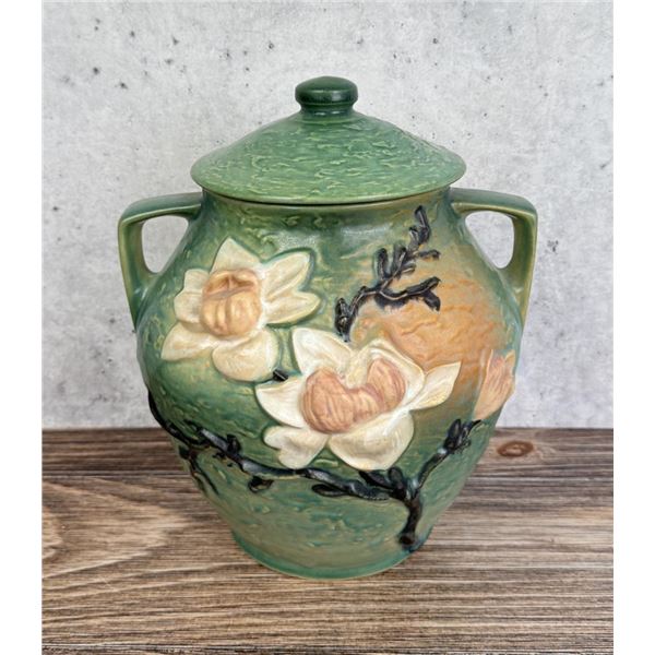 Roseville Green Magnolia Cookie Jar 2-8"