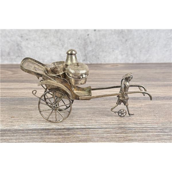 Chinese Silver Plate Condiment Rickshaw