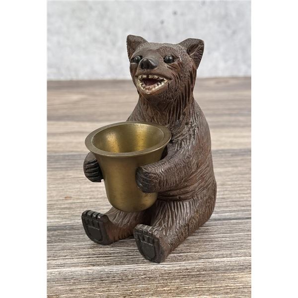 German Black Forest Bear Carved Match Holder