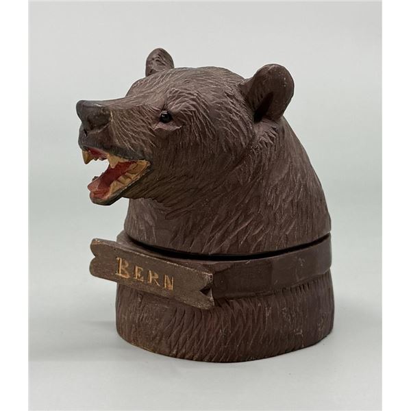 Bern Black Forest Carved Wood Bear Inkwell