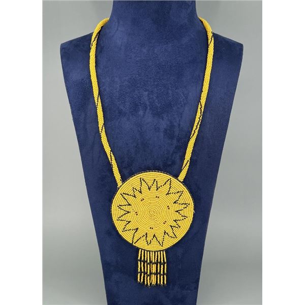 Native American Indian Beaded Rosette Necklace