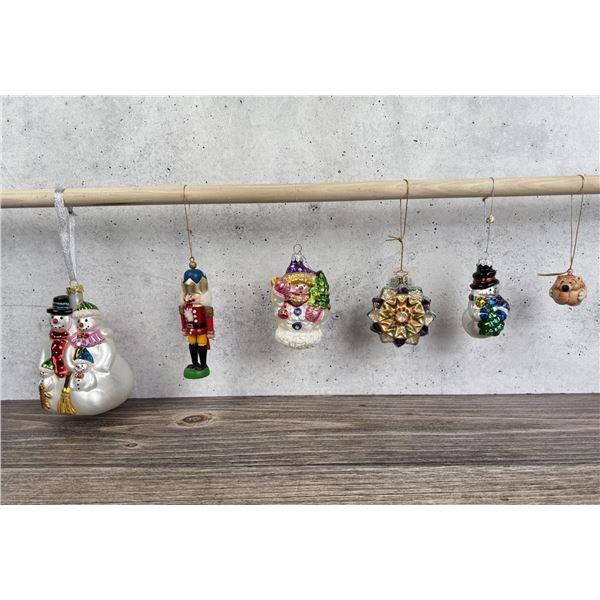 Collection of Glass Wood Resin Christmas Ornaments