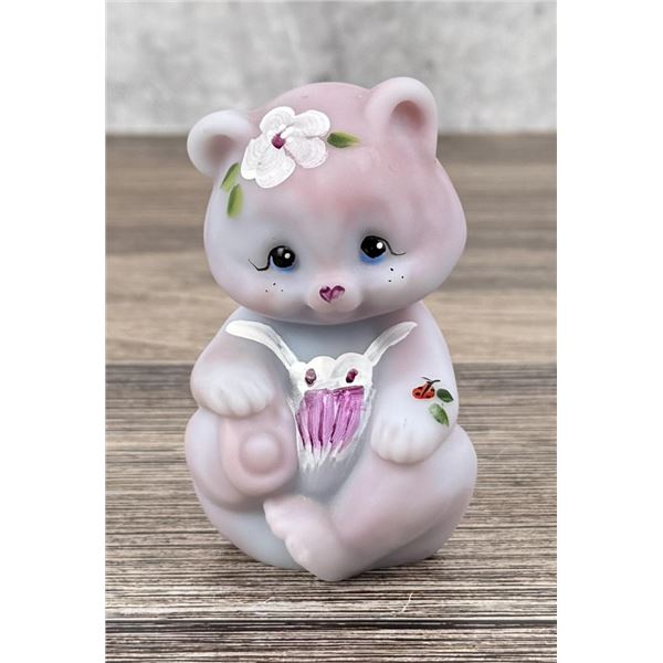 2005 Fenton Glass Blue Burmese Bear Paperweight