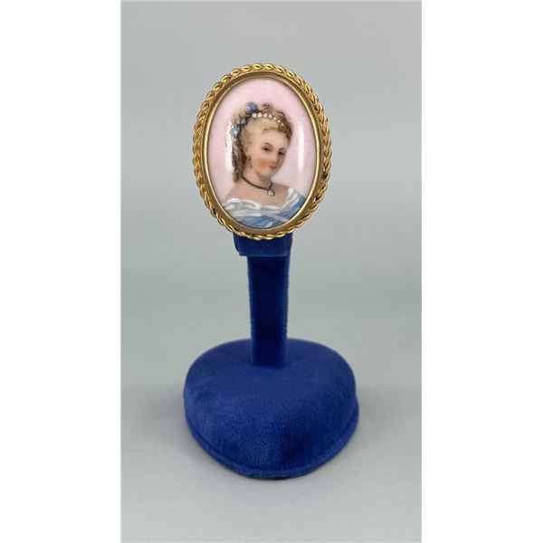 Limoges France Painted Porcelain Brooch