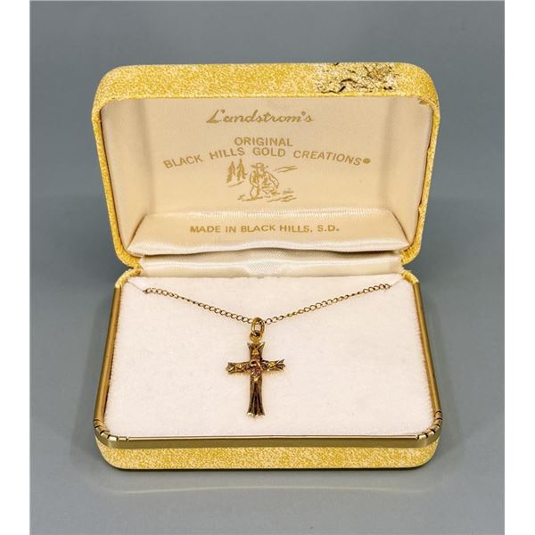 Landstroms 12k Black Hills Gold Cross Necklace