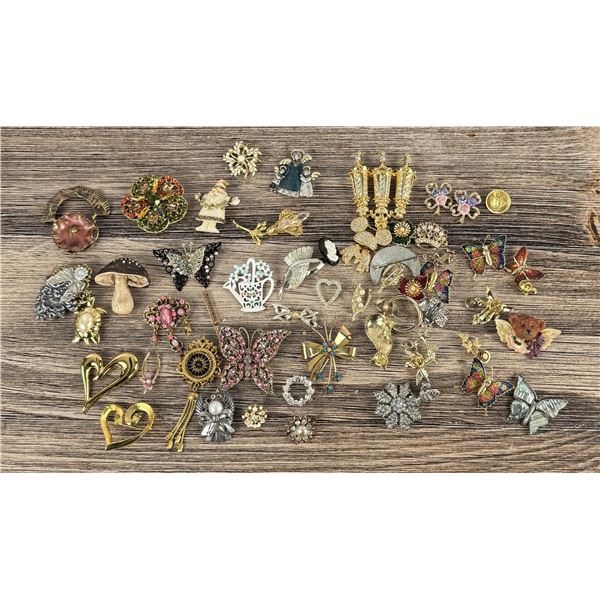 Collection of Costume Jewelry Brooches