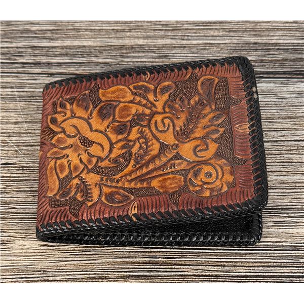 Vintage Cowboy Tooled Leather Wallet