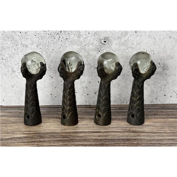 Oak Piano Stool Claw Ball Glass Feet