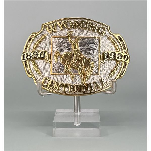 1990 Wyoming Centennial Cowboy Belt Buckle
