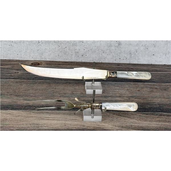 Sterling Silver Mother of Pearl Handle Carving Set
