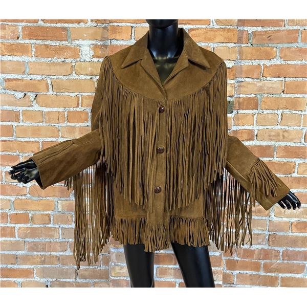 Vintage Pioneer Wear Fringe Leather Jacket