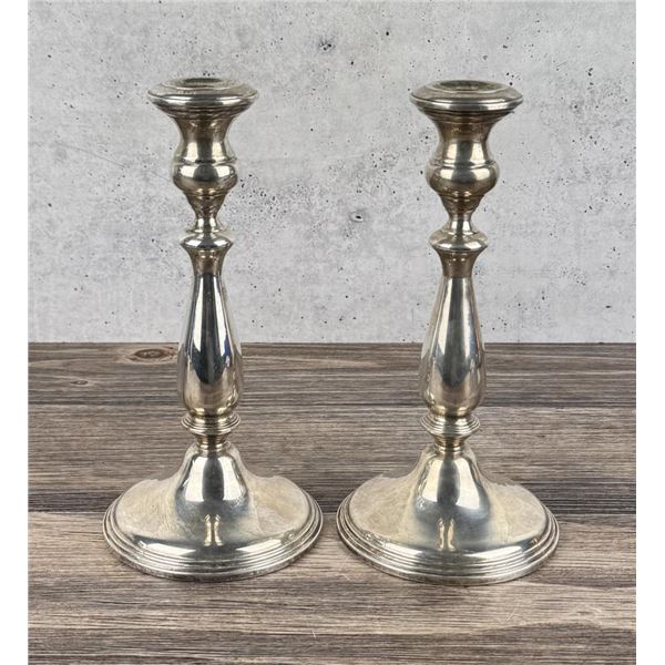 Empire Weighted Sterling Silver Candlesticks