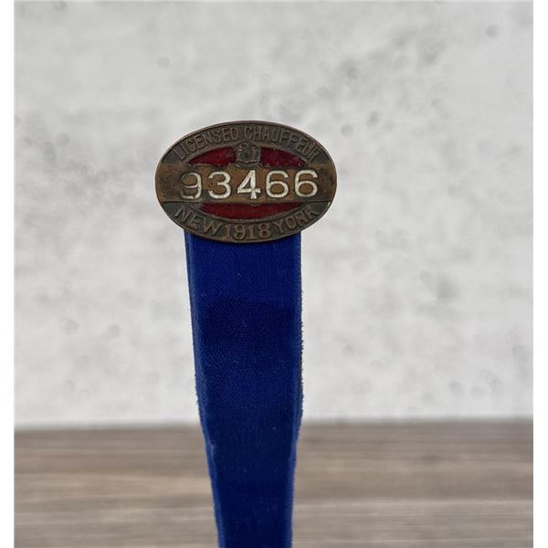 1918 New York Licensed Chauffeur Badge