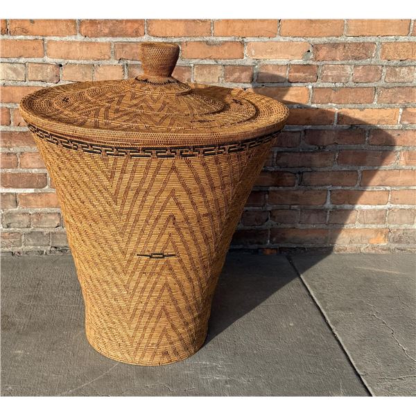 Very Large Sumatran Sumatra Lidded Basket