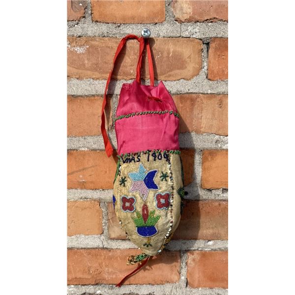 Santee Sioux Native American Beaded Scrotum Bag