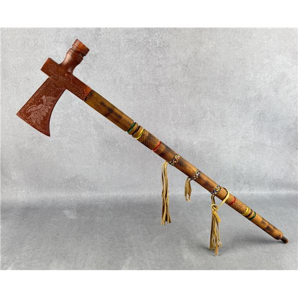 Catlinite Pipestone Beaded Peace Pipe Tomahawk