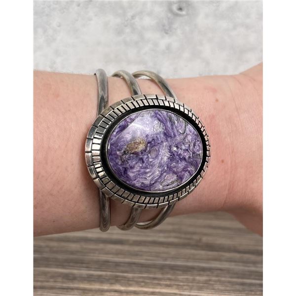 Navajo Sterling Silver Charoite Bracelet