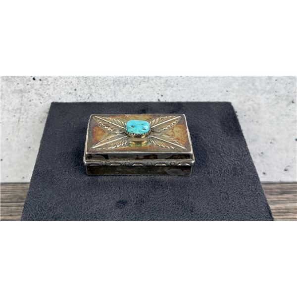Navajo Sterling Silver Turquoise Pill Box