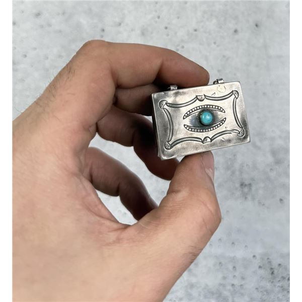 Navajo Sterling Silver Turquoise Pill Box