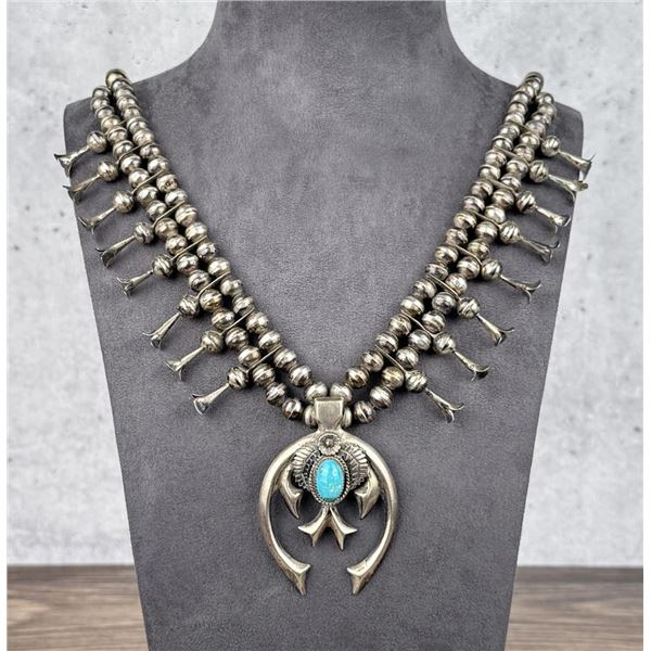 Navajo Sterling Silver Squash Blossom Necklace