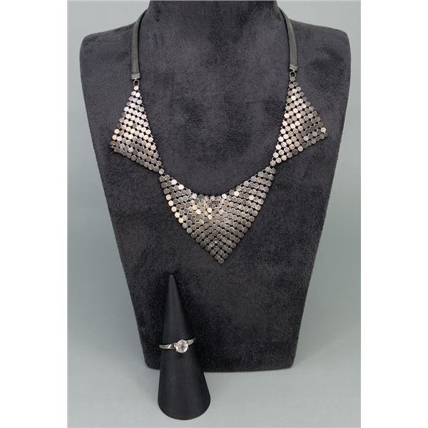 Sterling Silver Mesh Collar Necklace