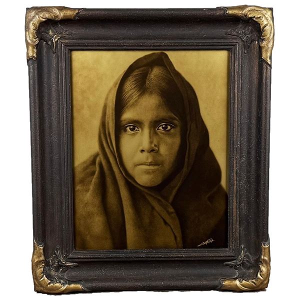 Edward Curtis Qahatika Girl Orotone Photo