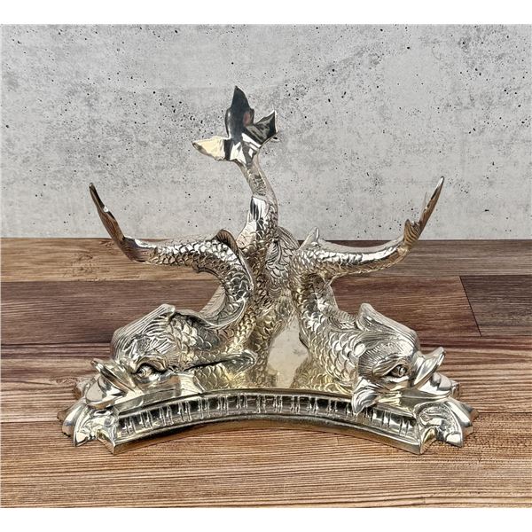 Lacquered EPNS Dolphin Fish Bowl Holder