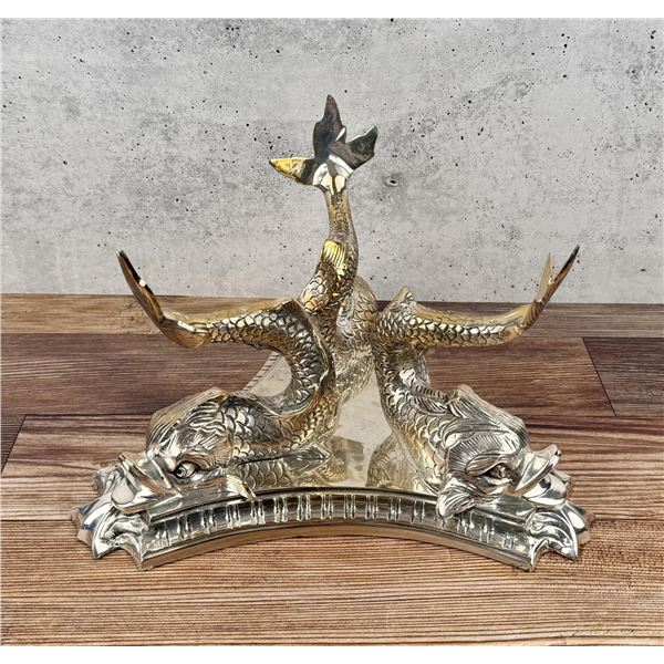 Lacquered EPNS Dolphin Fish Bowl Holder