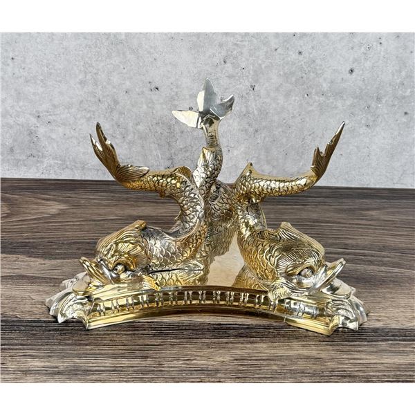 Lacquered EPNS Dolphin Fish Bowl Holder