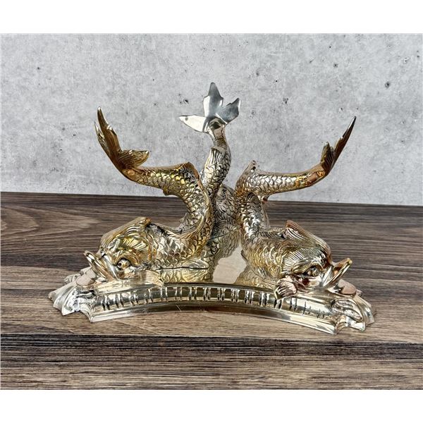 Lacquered EPNS Dolphin Fish Bowl Holder