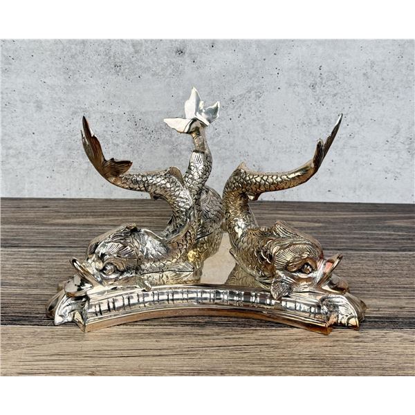 Lacquered EPNS Dolphin Fish Bowl Holder